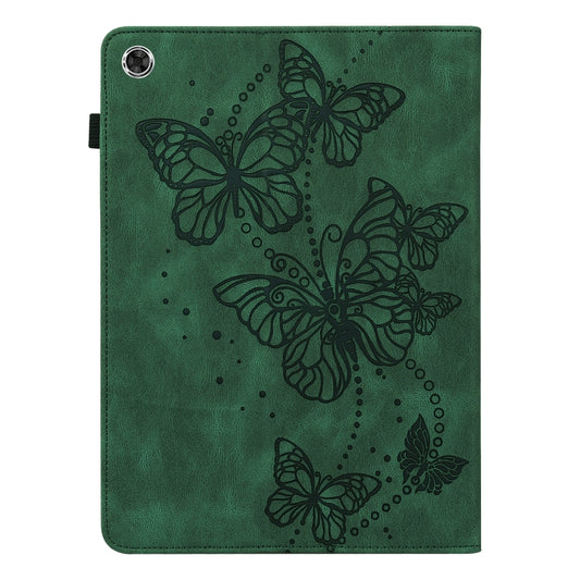 For Samsung Galaxy Tab A8 10.5 2021 Embossed Butterfly Pattern Leather Tablet Case(Green) by bashfashion