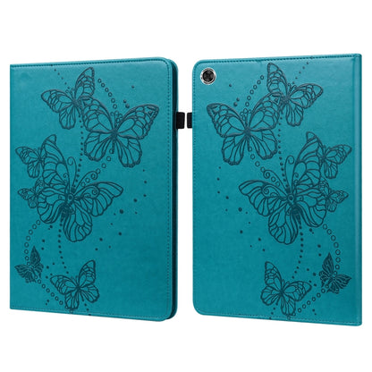 For Samsung Galaxy Tab A8 10.5 2021 Embossed Butterfly Pattern Leather Tablet Case(Blue) by bashfashion
