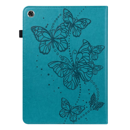 For Samsung Galaxy Tab A8 10.5 2021 Embossed Butterfly Pattern Leather Tablet Case(Blue) by bashfashion