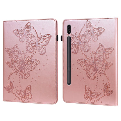 For Samsung Galaxy Tab S8 Embossed Butterfly Pattern Leather Tablet Case(Pink) by bashfashion