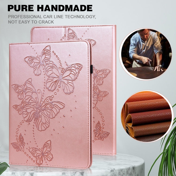 For Samsung Galaxy Tab S8 Embossed Butterfly Pattern Leather Tablet Case(Pink) by bashfashion