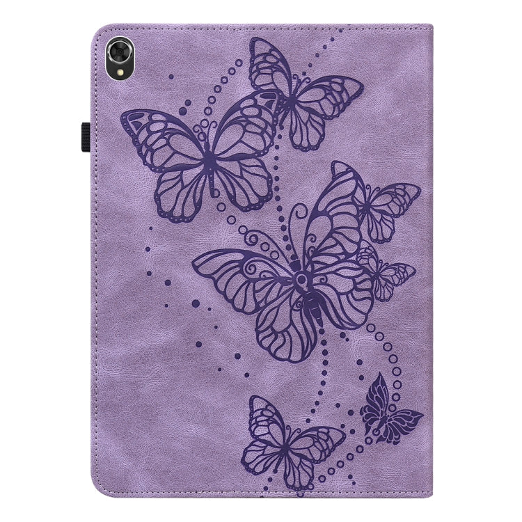 For Lenovo Tab K10 Embossed Butterfly Pattern Leather Tablet Case(Purple) by bashfashion