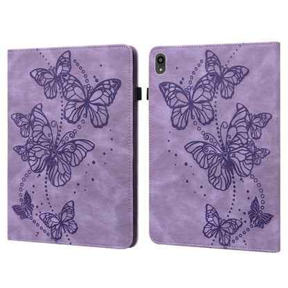 For Lenovo Tab P11 Plus Embossed Butterfly Pattern Leather Tablet Case(Purple) by bashfashion