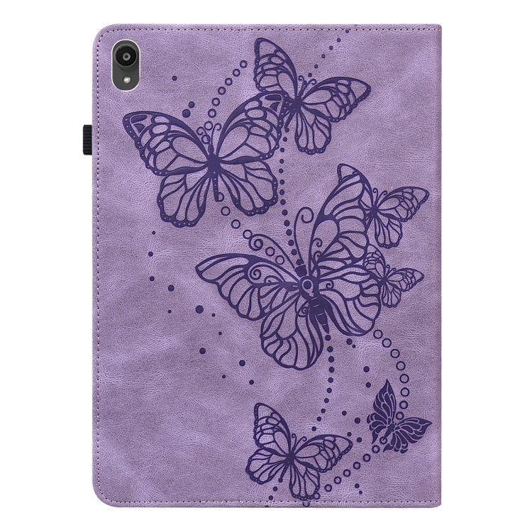 For Lenovo Tab P11 Plus Embossed Butterfly Pattern Leather Tablet Case(Purple) by bashfashion