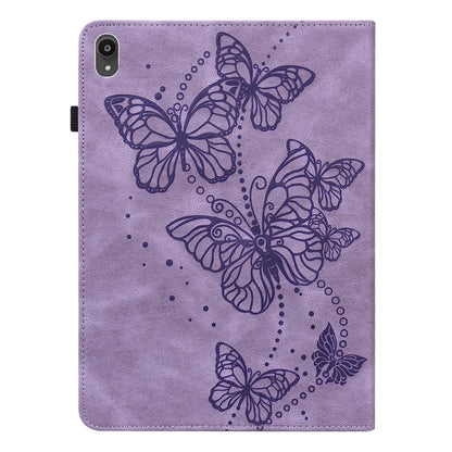 For Lenovo Tab P11 Plus Embossed Butterfly Pattern Leather Tablet Case(Purple) by bashfashion