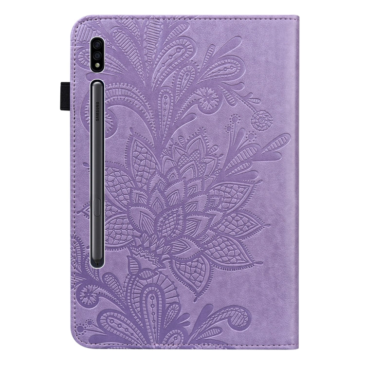 Lace Flower Embossing Pattern Leather Tablet Case For Samsung Galaxy Tab S8(Purple) by bashfashion