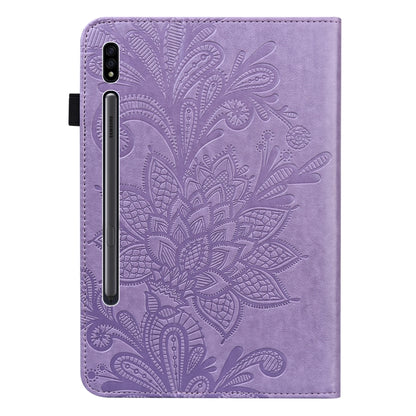 Lace Flower Embossing Pattern Leather Tablet Case For Samsung Galaxy Tab S8(Purple) by bashfashion