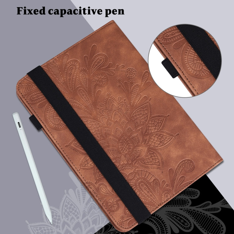 Lace Flower Embossing Pattern Leather Tablet Case For Samsung Galaxy Tab S8(Brown) by bashfashion