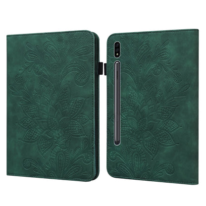 Lace Flower Embossing Pattern Leather Tablet Case For Samsung Galaxy Tab S8(Green) by bashfashion
