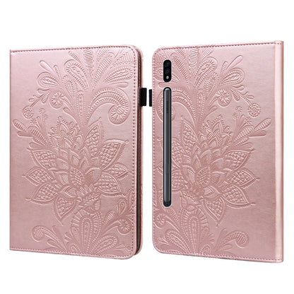 Lace Flower Embossing Pattern Leather Tablet Case For Samsung Galaxy Tab S8(Gold) by bashfashion