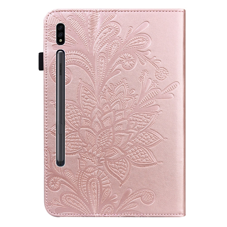 Lace Flower Embossing Pattern Leather Tablet Case For Samsung Galaxy Tab S8(Gold) by bashfashion