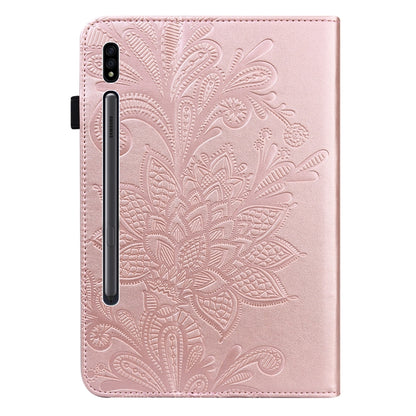 Lace Flower Embossing Pattern Leather Tablet Case For Samsung Galaxy Tab S8(Gold) by bashfashion