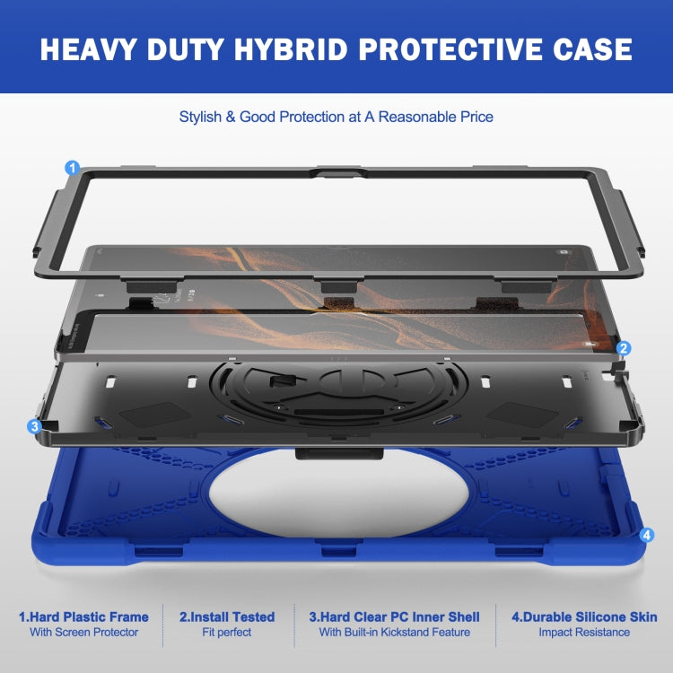 For Samsung Galaxy Tab S8 Ultra X900 Silicone + PC Tablet Protective Case(Blue) by bashfashion