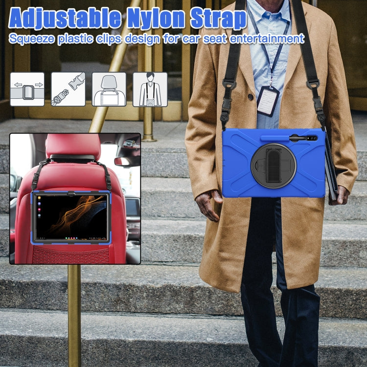 For Samsung Galaxy Tab S8 Ultra X900 Silicone + PC Tablet Protective Case(Blue) by bashfashion