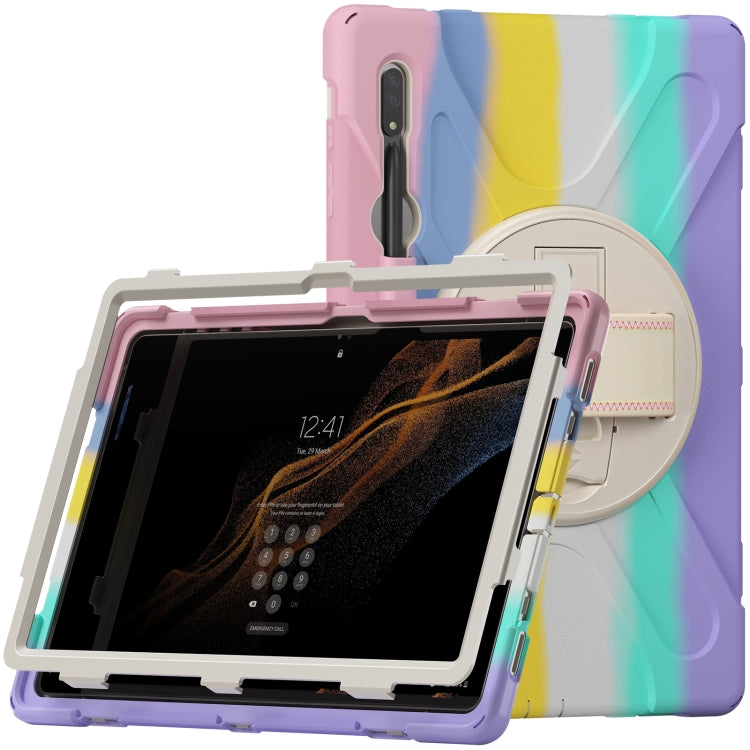 For Samsung Galaxy Tab S8 Ultra X900 Silicone + PC Tablet Protective Case(Colorful Pink) by bashfashion