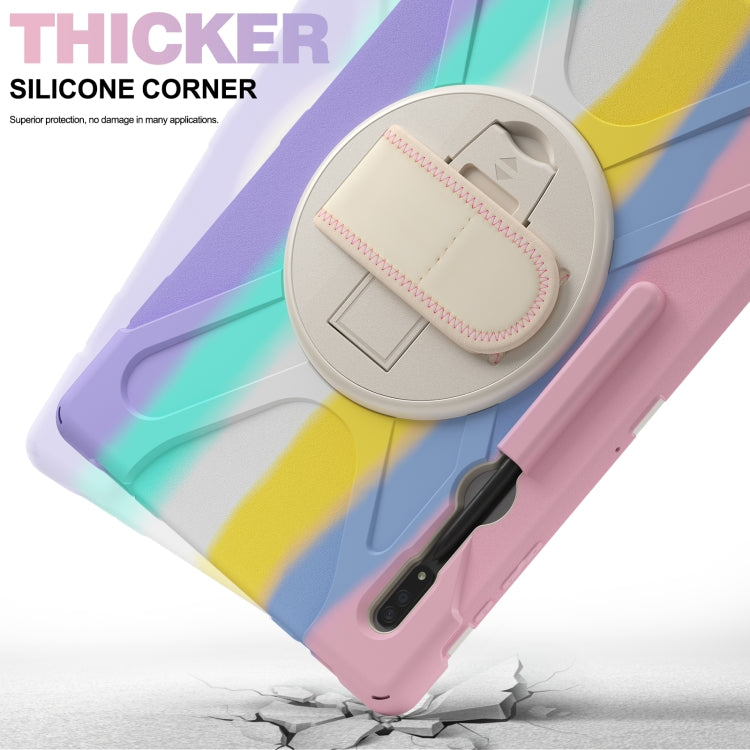 For Samsung Galaxy Tab S8 Ultra X900 Silicone + PC Tablet Protective Case(Colorful Pink) by bashfashion
