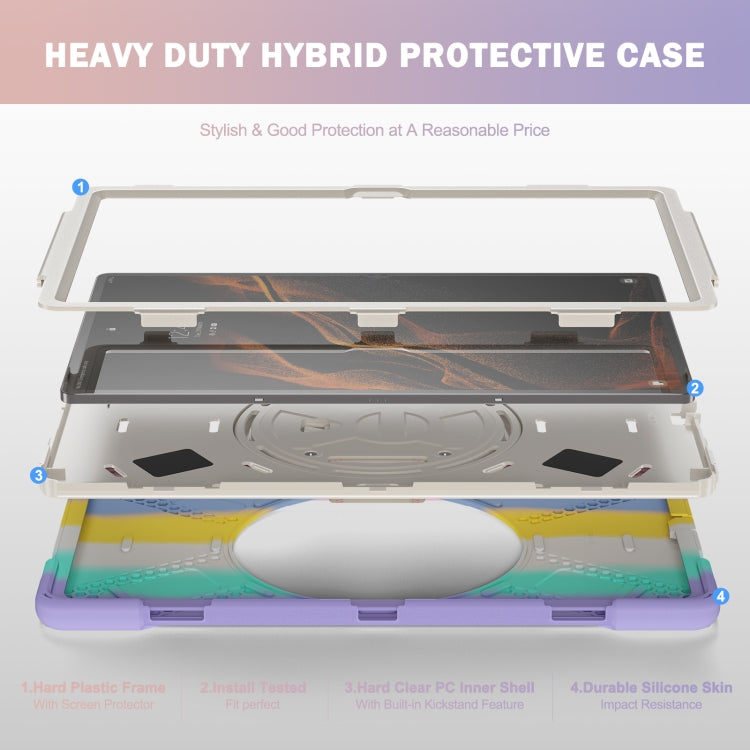 For Samsung Galaxy Tab S8 Ultra X900 Silicone + PC Tablet Protective Case(Colorful Pink) by bashfashion