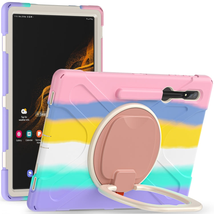 For Samsung Galaxy Tab S8 Ultra X900 Silicone + PC Tablet Protective Case(Colorful Pink) by bashfashion