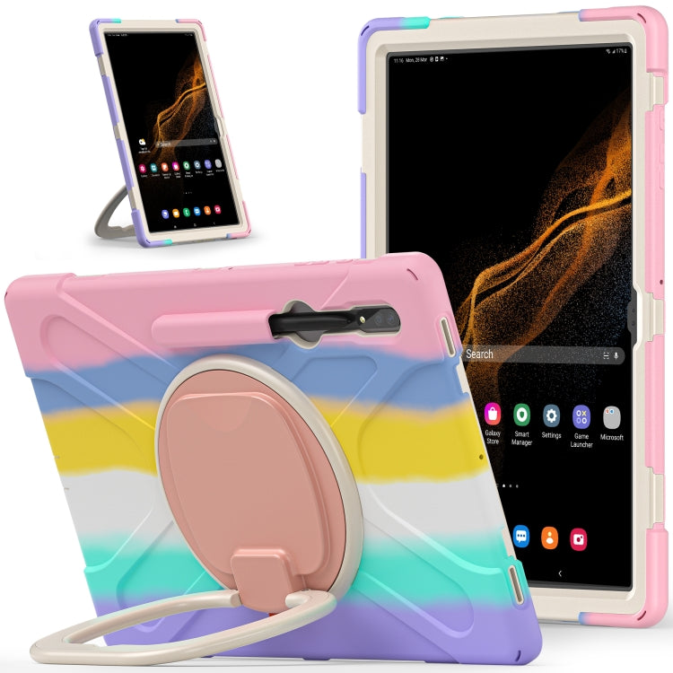For Samsung Galaxy Tab S8 Ultra X900 Silicone + PC Tablet Protective Case(Colorful Pink) by bashfashion