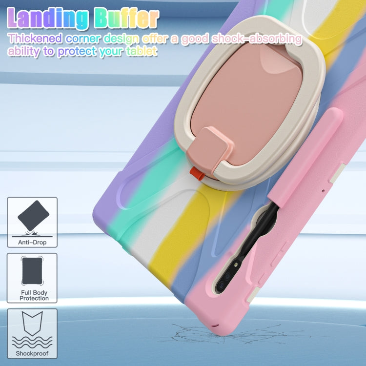 For Samsung Galaxy Tab S8 Ultra X900 Silicone + PC Tablet Protective Case(Colorful Pink) by bashfashion