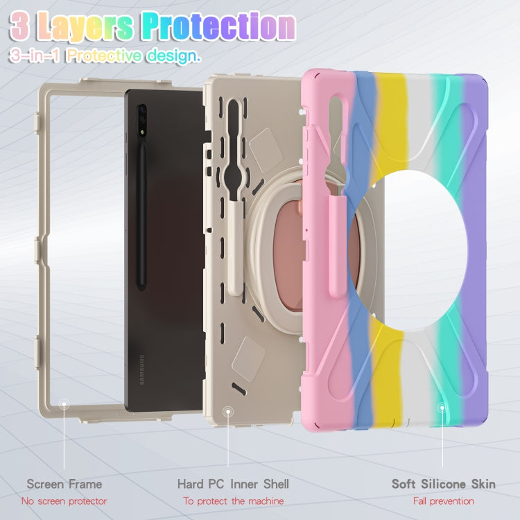 For Samsung Galaxy Tab S8 Ultra X900 Silicone + PC Tablet Protective Case(Colorful Pink) by bashfashion