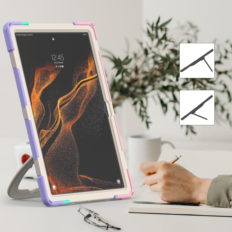 For Samsung Galaxy Tab S8 Ultra X900 Silicone + PC Tablet Protective Case(Colorful Pink) by bashfashion