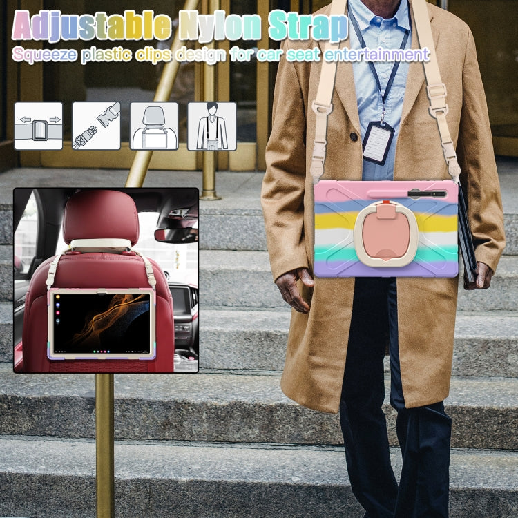 For Samsung Galaxy Tab S8 Ultra X900 Silicone + PC Tablet Protective Case(Colorful Pink) by bashfashion