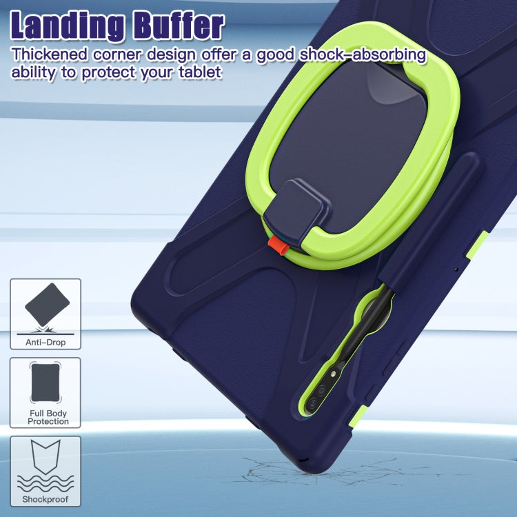 For Samsung Galaxy Tab S8 Ultra X900 Silicone + PC Tablet Protective Case(Navy Blue + Yellow Green) by bashfashion