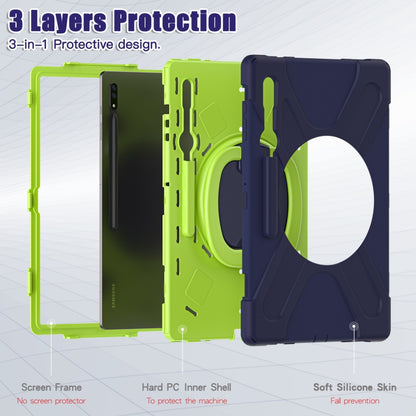 For Samsung Galaxy Tab S8 Ultra X900 Silicone + PC Tablet Protective Case(Navy Blue + Yellow Green) by bashfashion