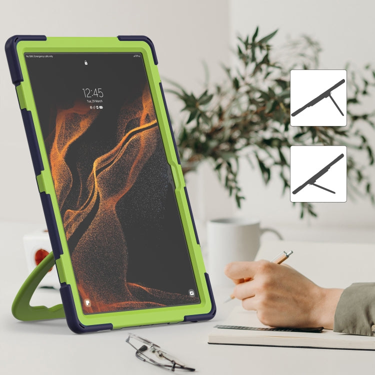 For Samsung Galaxy Tab S8 Ultra X900 Silicone + PC Tablet Protective Case(Navy Blue + Yellow Green) by bashfashion