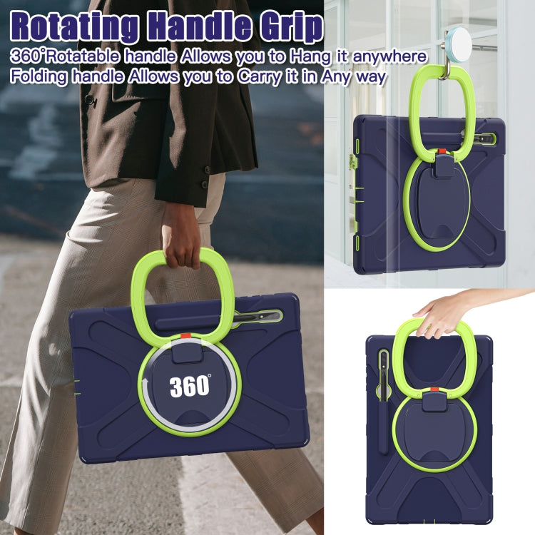 For Samsung Galaxy Tab S8 Ultra X900 Silicone + PC Tablet Protective Case(Navy Blue + Yellow Green) by bashfashion