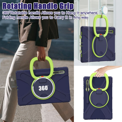 For Samsung Galaxy Tab S8 Ultra X900 Silicone + PC Tablet Protective Case(Navy Blue + Yellow Green) by bashfashion