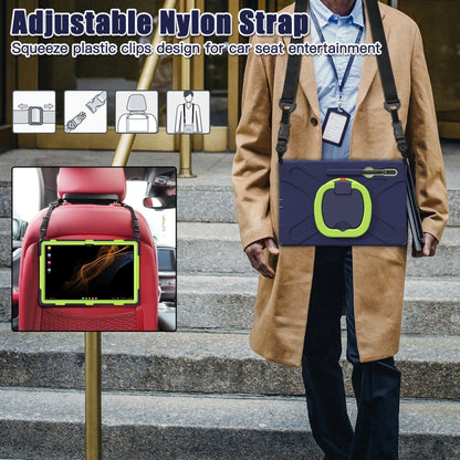 For Samsung Galaxy Tab S8 Ultra X900 Silicone + PC Tablet Protective Case(Navy Blue + Yellow Green) by bashfashion