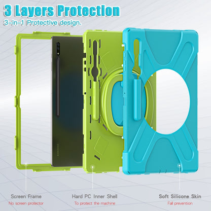 For Samsung Galaxy Tab S8 Ultra X900 Silicone + PC Tablet Protective Case(Light Blue+Yellow Green) by bashfashion