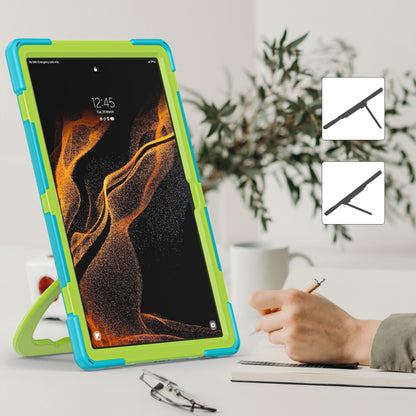 For Samsung Galaxy Tab S8 Ultra X900 Silicone + PC Tablet Protective Case(Light Blue+Yellow Green) by bashfashion