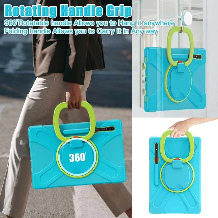 For Samsung Galaxy Tab S8 Ultra X900 Silicone + PC Tablet Protective Case(Light Blue+Yellow Green) by bashfashion