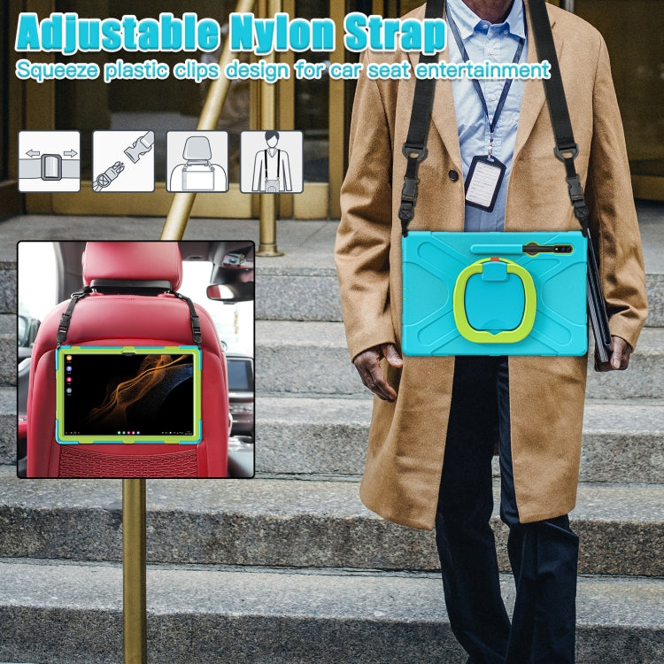 For Samsung Galaxy Tab S8 Ultra X900 Silicone + PC Tablet Protective Case(Light Blue+Yellow Green) by bashfashion