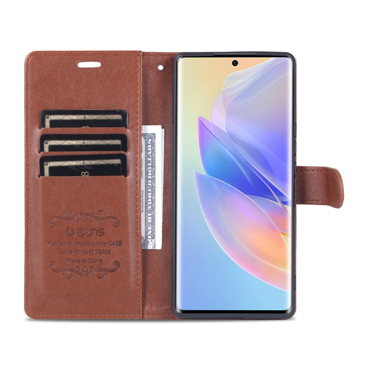 For Honor 60 SE AZNS Sheepskin Texture Flip Leather Phone Case(Brown) by AZNS