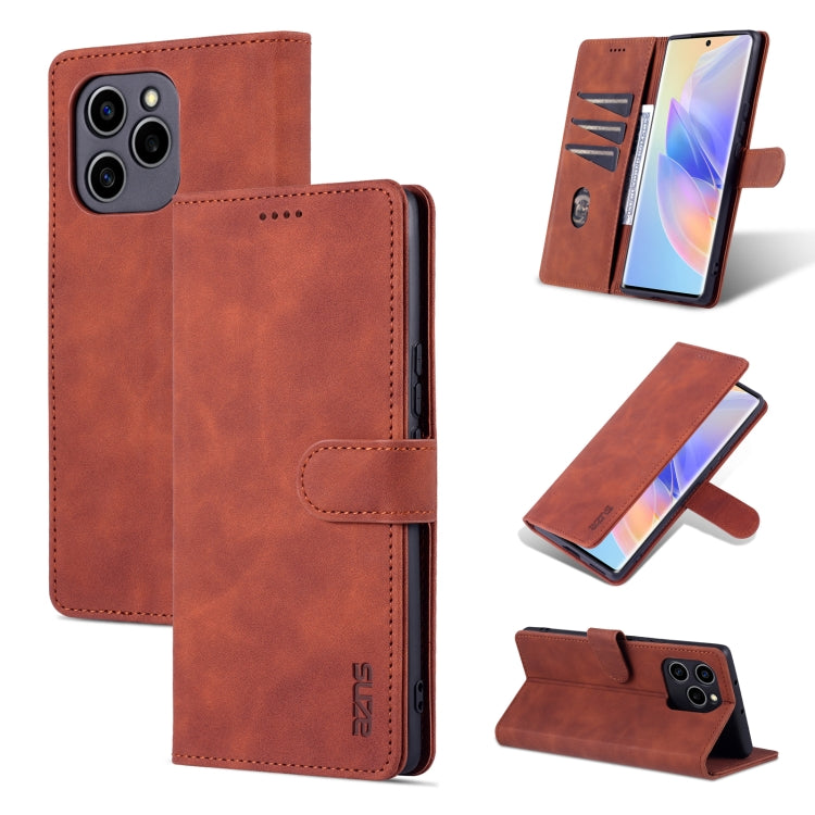 For Honor 60 SE AZNS Skin Feel Calf Texture Horizontal Flip Leather Phone Case(Brown) by AZNS