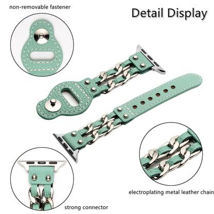 Genuine Leather Male Style Watch Band For Apple Watch Ultra 49mm&Watch Ultra 2 49mm / Series 9&8&7 45mm / SE 3&SE 2&6&SE&5&4 44mm / 3&2&1 42mm(Green) by bashfashion