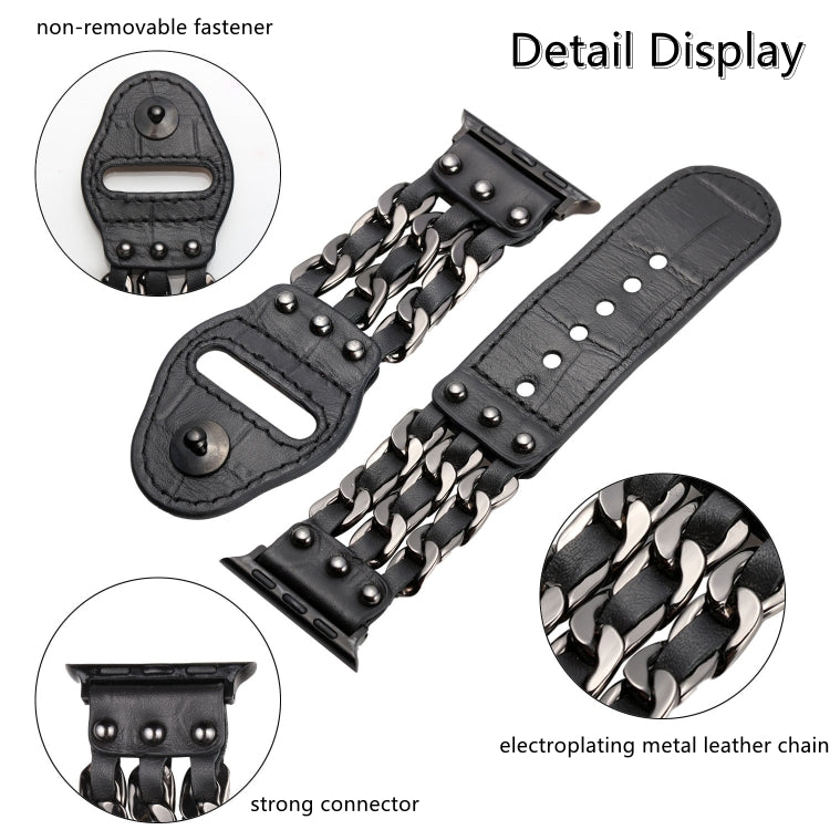 Genuine Leather Male Style Watch Band For Apple Watch Series 9&8&7 41mm / SE 3&SE 2&6&SE&5&4 40mm / 3&2&1 38mm(Black) by bashfashion