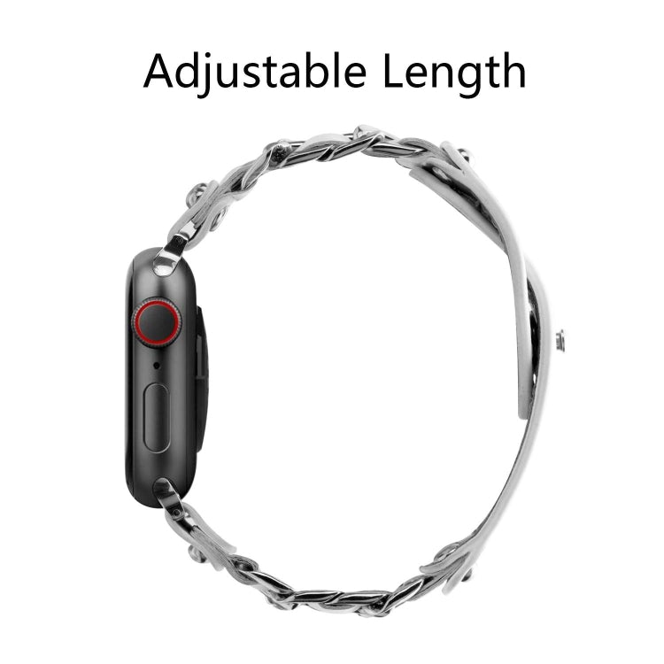 Genuine Leather Male Style Watch Band For Apple Watch Series 9&8&7 41mm / SE 3&SE 2&6&SE&5&4 40mm / 3&2&1 38mm(White) by bashfashion