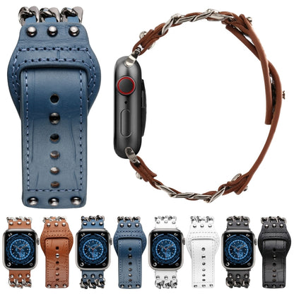 Genuine Leather Male Style Watch Band For Apple Watch Ultra 49mm&Watch Ultra 2 49mm / Series 9&8&7 45mm / SE 3&SE 2&6&SE&5&4 44mm / 3&2&1 42mm(Brown) by bashfashion
