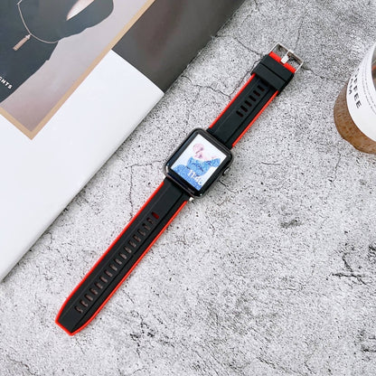 Two-color Silicone Watch Band For Apple Watch Series 9&8&7 41mm / SE 3&SE 2&6&SE&5&4 40mm / 3&2&1 38mm(Black + Red) by bashfashion
