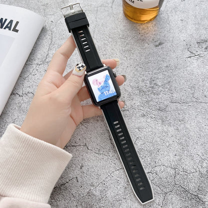 Two-color Silicone Watch Band For Apple Watch Series 9&8&7 41mm / SE 3&SE 2&6&SE&5&4 40mm / 3&2&1 38mm(Black + Red) by bashfashion