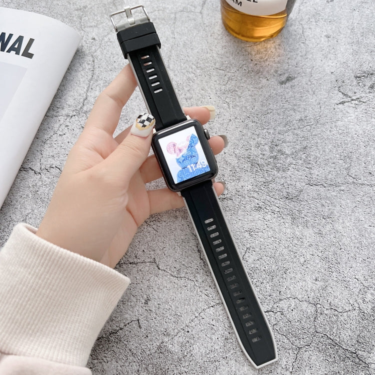 Two-color Silicone Watch Band For Apple Watch Ultra 49mm&Watch Ultra 2 49mm / Series 9&8&7 45mm / SE 3&SE 2&6&SE&5&4 44mm / 3&2&1 42mm(Black + Red) by bashfashion