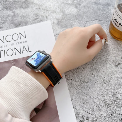 Two-color Silicone Watch Band For Apple Watch Ultra 49mm&Watch Ultra 2 49mm / Series 9&8&7 45mm / SE 3&SE 2&6&SE&5&4 44mm / 3&2&1 42mm(Black + Silver) by bashfashion