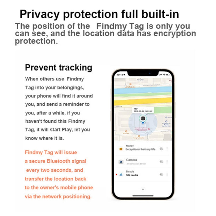 Findmy Tag Square Smart Bluetooth Anti- lost Alarm Locator Tracker(Black) by bashfashion