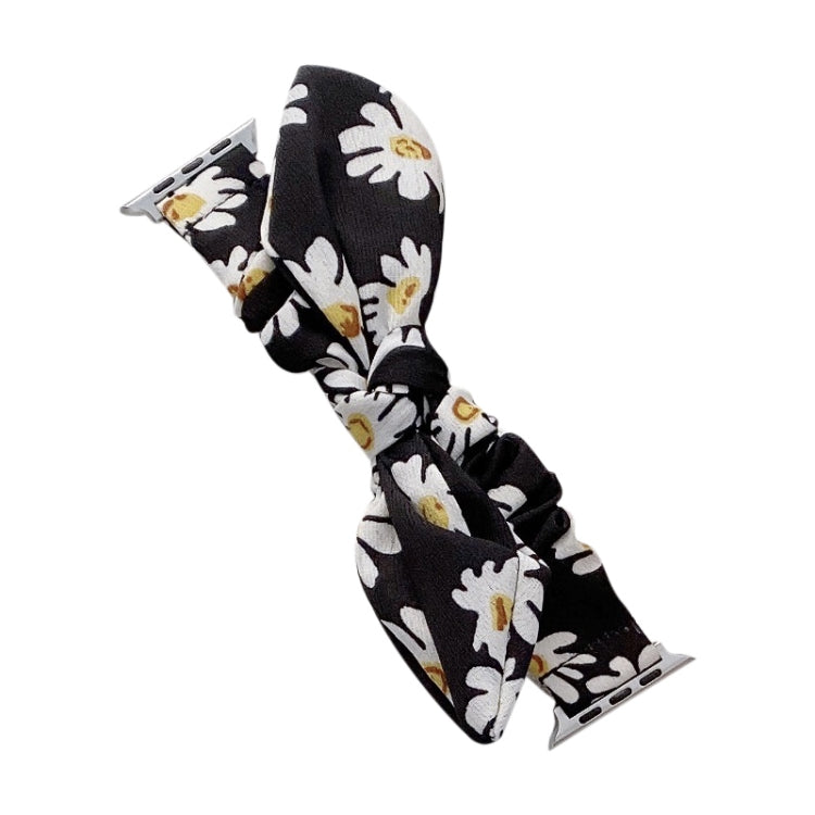 Single Loop Elasticity Cloth Watch Band For Apple Watch Ultra 49mm&Watch Ultra 2 49mm / Series 9&8&7 45mm / SE 3&SE 2&6&SE&5&4 44mm / 3&2&1 42mm(Black + Sunflower) by bashfashion