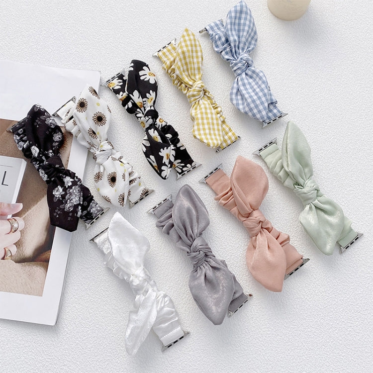 Single Loop Elasticity Cloth Watch Band For Apple Watch Ultra 49mm&Watch Ultra 2 49mm / Series 9&8&7 45mm / SE 3&SE 2&6&SE&5&4 44mm / 3&2&1 42mm(White + Sunflower) by bashfashion